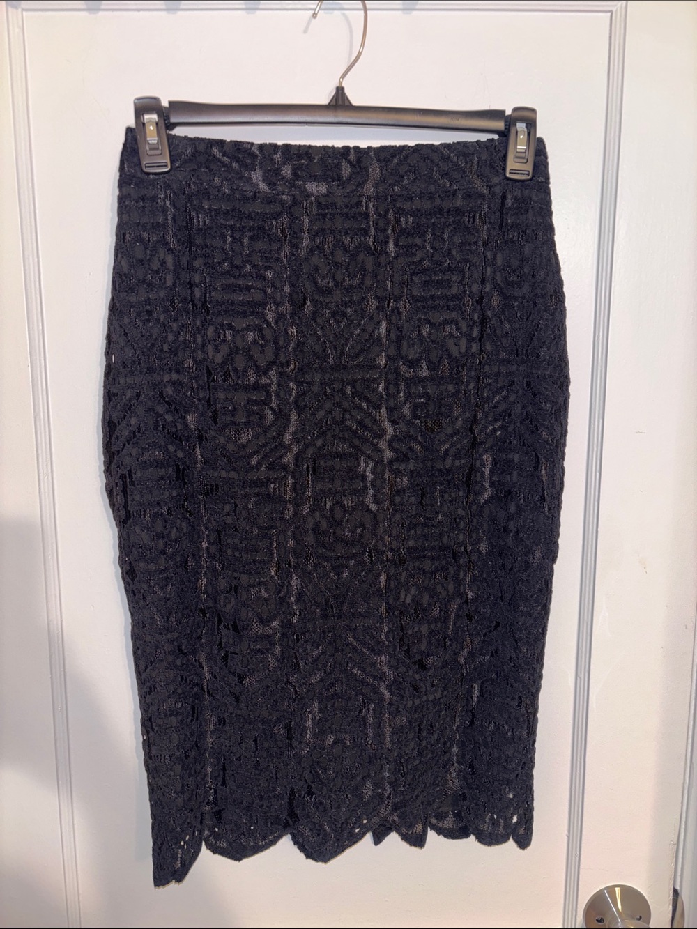Jigsaw Black Lace Pencil Skirt